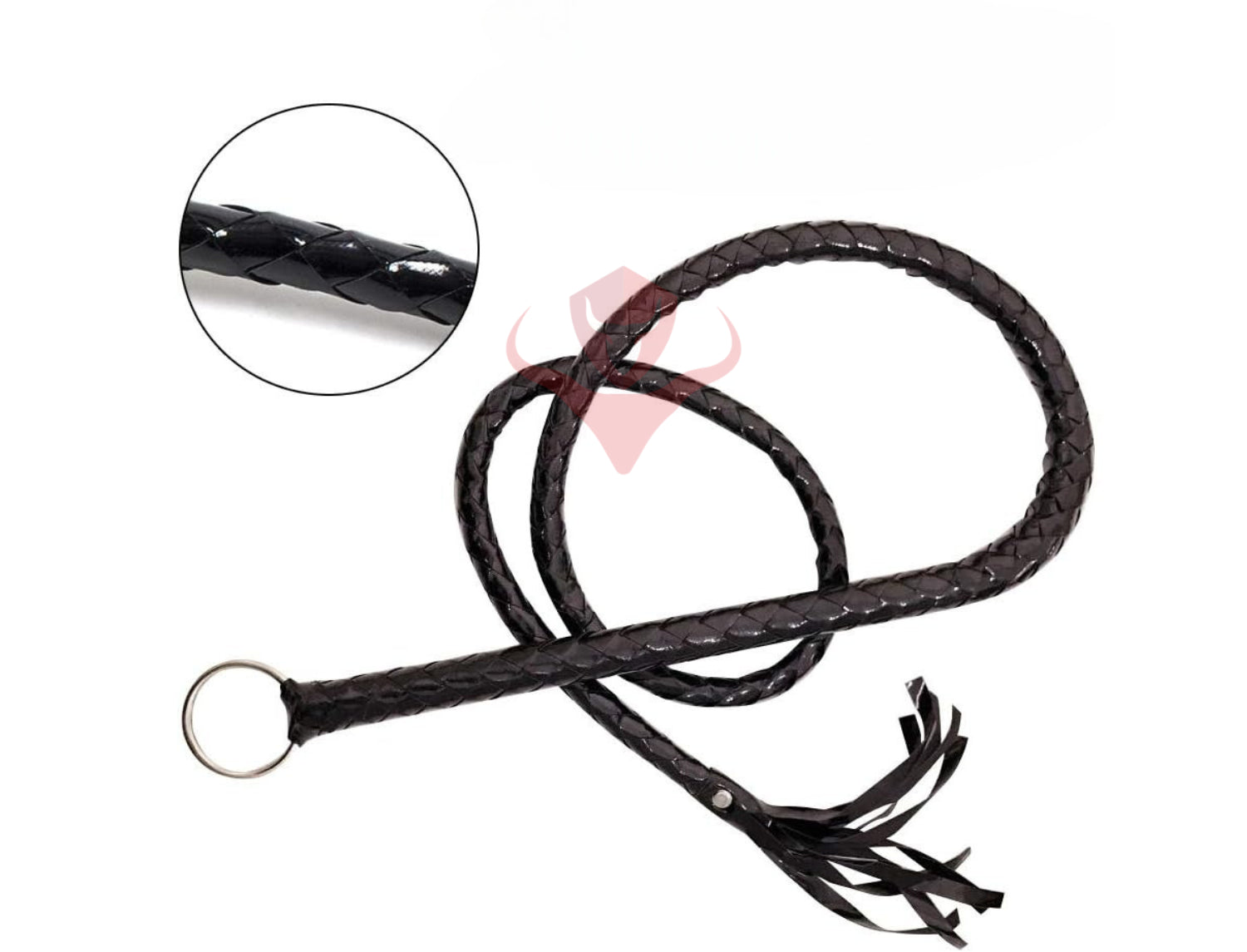 Handcrafted Faux Black Leather Whip for Equestrian Excellence Bull Whips - Image 4