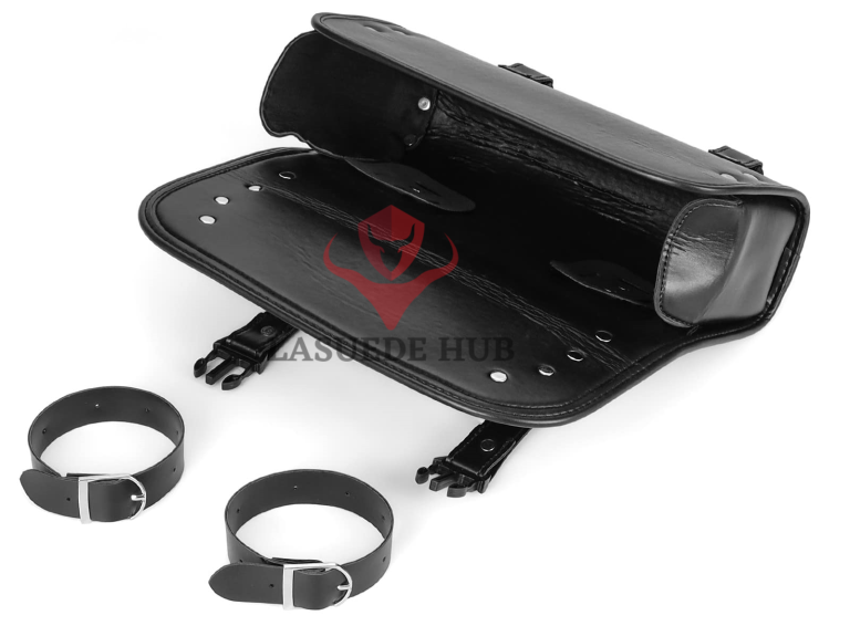 Vivid 11.8 inch Braided Fork Bag Motorcycle Impressive Studded Leather Tool Roll - Image 7