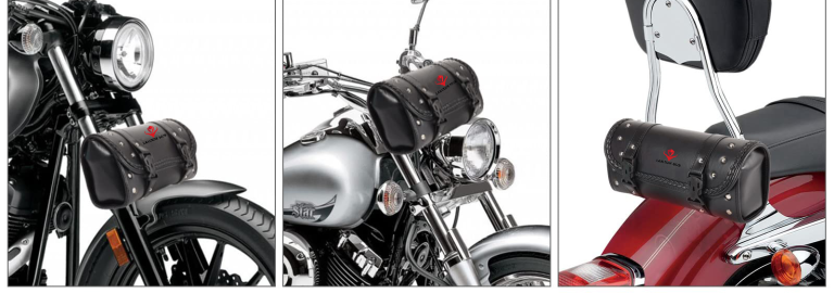 Vivid 11.8 inch Braided Fork Bag Motorcycle Impressive Studded Leather Tool Roll - Image 4