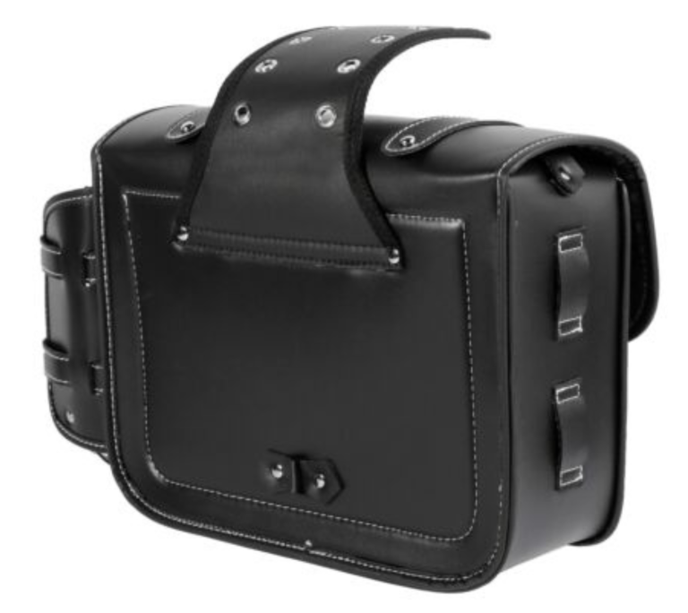 Universal 5.12” Wide Leather Motorcycle Saddlebags with Bottle Holder - Image 7