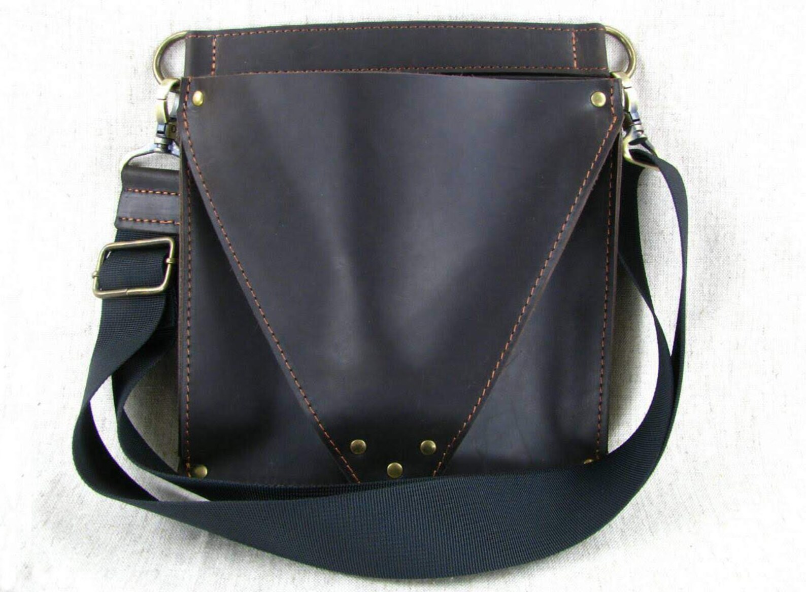 dark brown waxed leather tool pouch