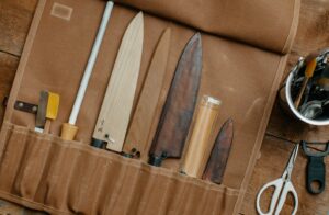 Waxed Canvas & Leather Chef Knife Roll Bag | Handmade Kitchen Knife Storage Organizer | Wholesale Manufacturer