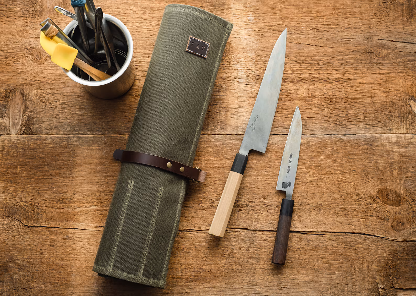leather tool roll bag for knife